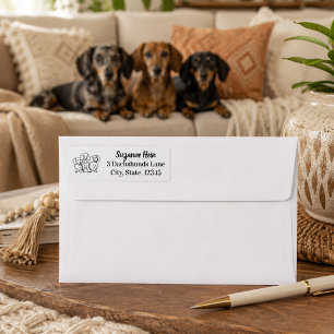 3 Dachshunds Doodle Return Address Label