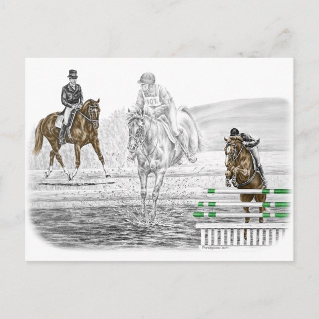 3-Day Eventing Horses Combined Training Postcard (Front)