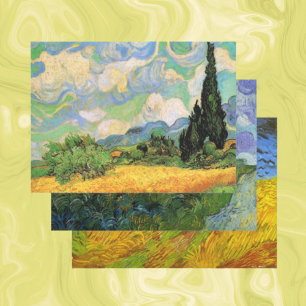 3 different Landscape designs by Vincent van Gogh Wrapping Paper Sheet