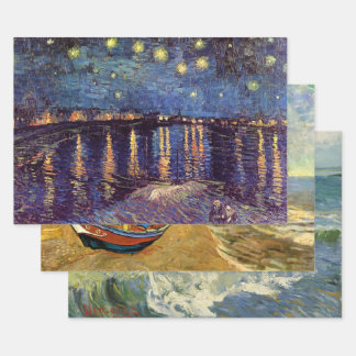 3 different Seascape images by Vincent van Gogh Wrapping Paper Sheet