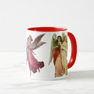 3 Different Victorian Angels, Vintage Christmas Mug