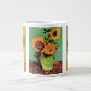 3 different Vincent van Gogh Sunflower Paintings Large Coffee Mug