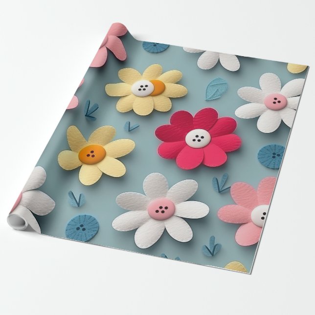 3 DImensional Flower Wrapping Paper  (Unrolled)