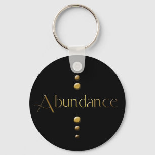 3 Dot Gold Block Abundance & Black Background Key Ring
