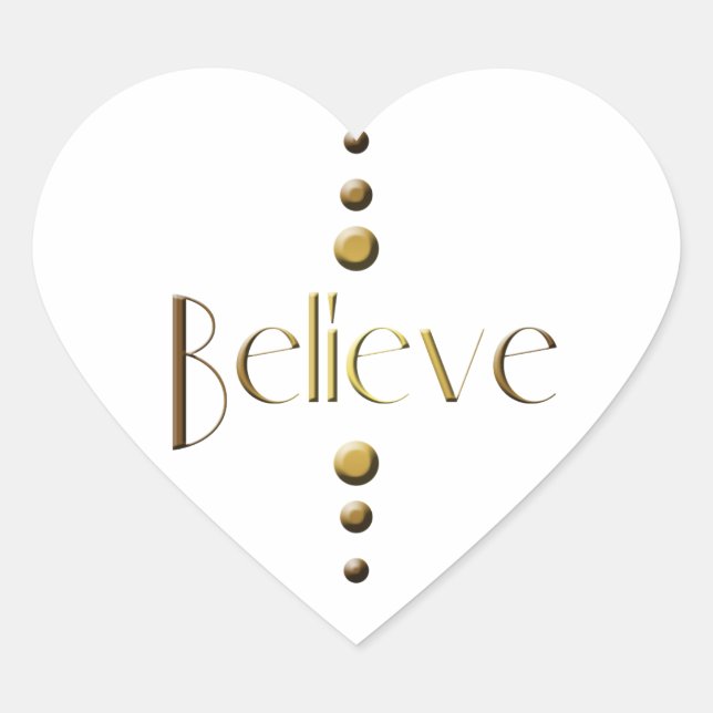 3 Dot Gold Block Believe Heart Sticker (Front)