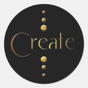 3 Dot Gold Block Create & Black Background Classic Round Sticker