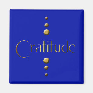 3 Dot Gold Block Gratitude & Blue Background Magnet