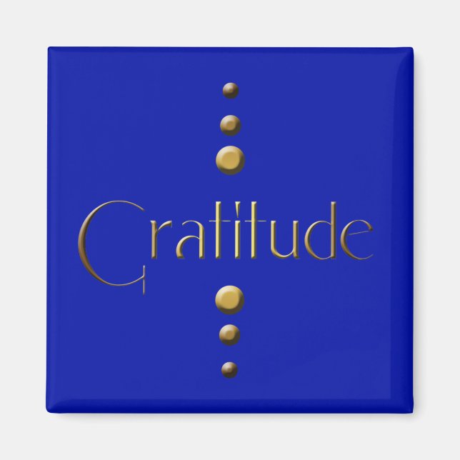 3 Dot Gold Block Gratitude & Blue Background Magnet (Front)