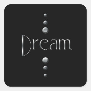 3 Dot Silver Block Dream & Black Background Square Sticker