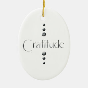 3 Dot Silver Block Gratitude Ceramic Ornament
