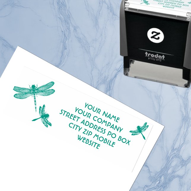 3 DRAGONFLIES insect business personal address Self-inking Stamp (Creator Uploaded)