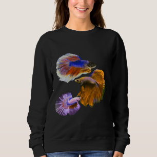 3 Drawn Fighting Fish Rainbow Colorful Sweatshirt