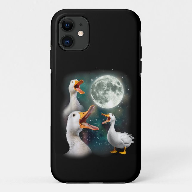 3 Ducks Howl At Moon Funny Weird Cursed Pekin Duck Case-Mate iPhone Case (Back)