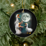 3 Ducks Howl At Moon Funny Weird Cursed Pekin Duck Ceramic Ornament<br><div class="desc">Discover the perfect blend of creativity and functionality with this unique, made-to-order product — designed to match your personal style and make a statement. Whether you're shopping for yourself or searching for a meaningful gift, this custom-designed item is sure to impress. Crafted with high-quality materials and printed with precision, every...</div>