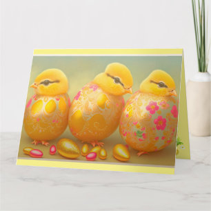 3 Easter Chicken In Eggs Collection Card