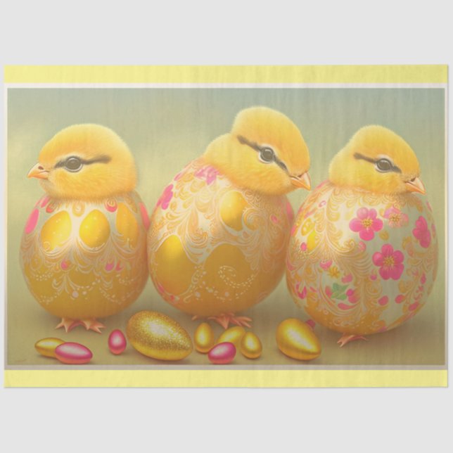 3 Easter Chicken In Eggs Collection Tissue Paper (Front)
