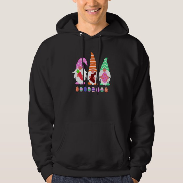 3 Easter Gnomes Pastel Spring Bunny Hoodie (Front)