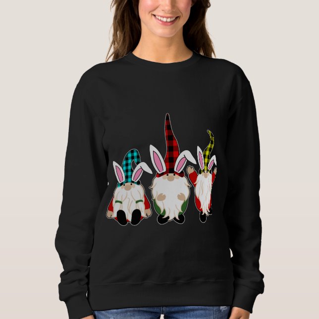 3 Easter Gnomes Pastel Spring Egg Hunt Hunting Can Sweatshirt (Front)