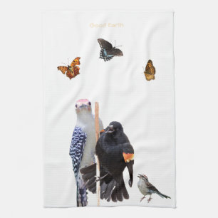 3-Eastern Birds and 3-Butterflies: Tea Towel
