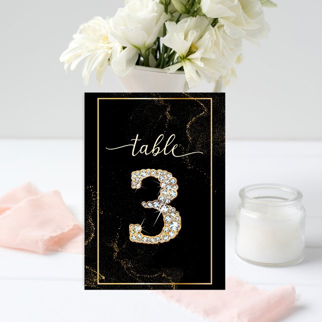 3 Elegant Diamond Printable Table Numbers (Creator Uploaded)