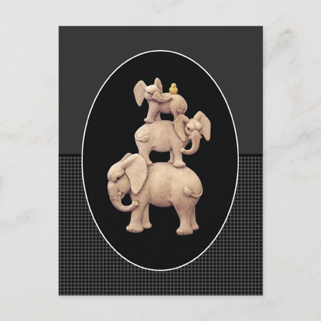 3 Elephants & 1 Duck Postcard (Front)
