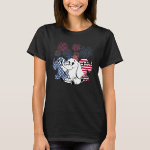 3 Elephants Wear Bandanna Firework American Flag T-Shirt
