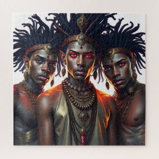 3 Elf Princes Black Elves with Locs Jigsaw Puzzle