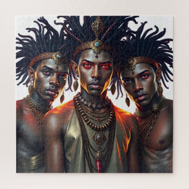 3 Elf Princes Black Elves with Locs Jigsaw Puzzle (Vertical)