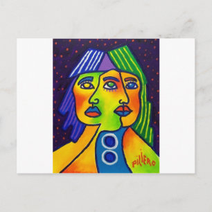 3 Faced by Piliero Postcard