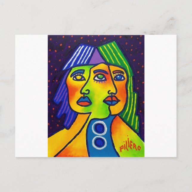 3 Faced by Piliero Postcard (Front)
