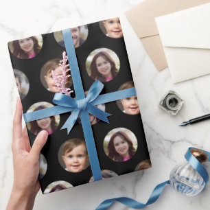 3 Family Members Photo Collage Wrapping Paper