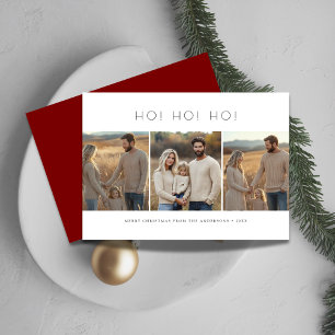 3 Family Photo Kids Funny Ho Ho Ho Christmas Card