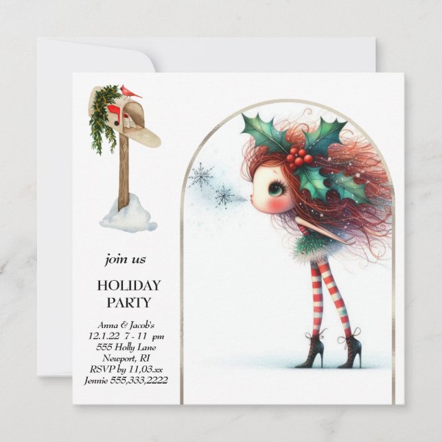 *~* 3 Fantasy Cute Sweet Woman Elf  Invitation (Front)