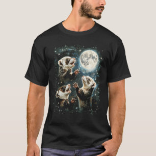 3 Ferret Moon Howling Ferret Head Funny Parody 3 W T-Shirt
