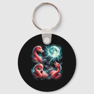 3 Flamingo Moon Howling Flamingo Head Funny Key Ring
