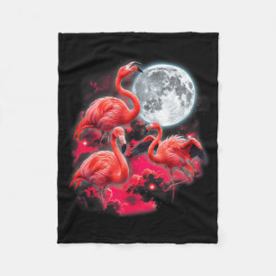 3 flamingos howling at the moon funny pink flaming fleece blanket