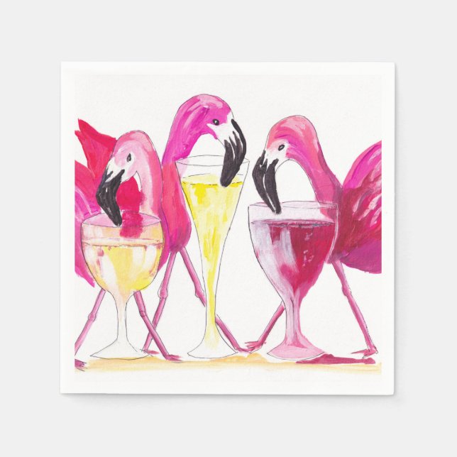 3 Flamingos Paper Napkin (Front)