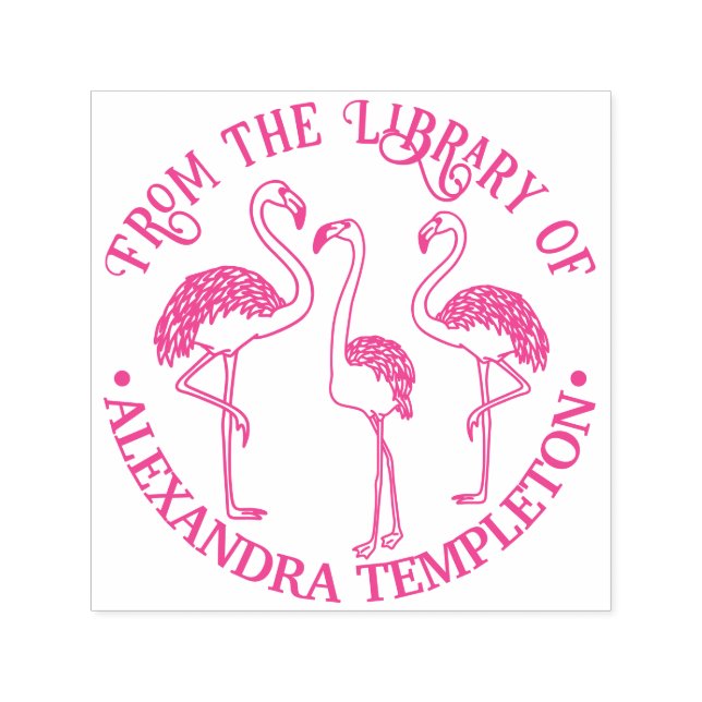3 Flamingos Standing Library Book Name Self-inking Stamp (Design)
