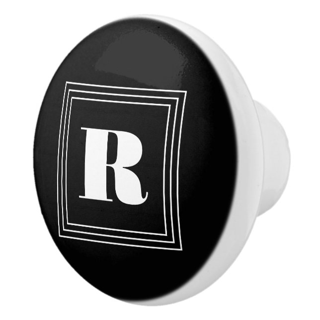 3 Frame Monogram | Black & White Ceramic Knob (Right)