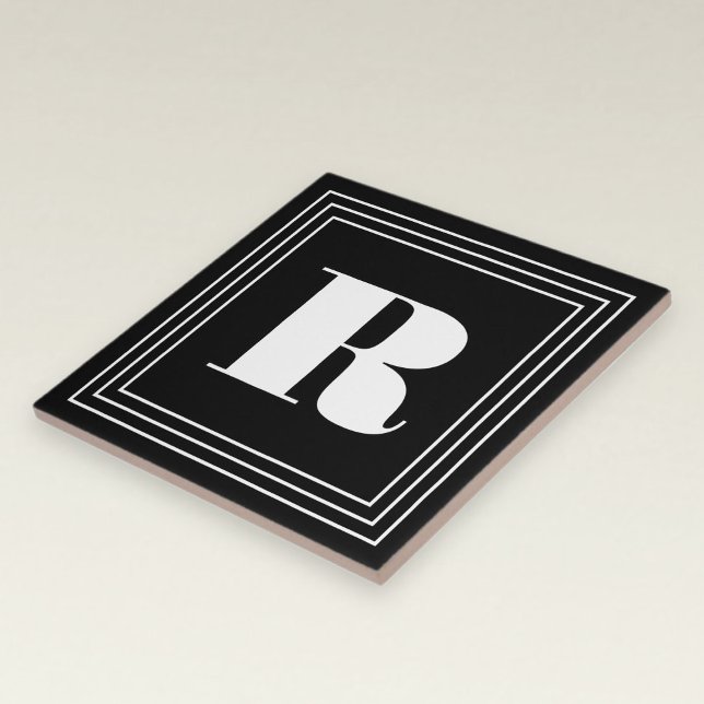 3 Frame Monogram | Black & White Ceramic Tile (Creator Uploaded)