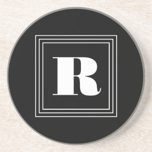 3 Frame Monogram Black & White Coaster