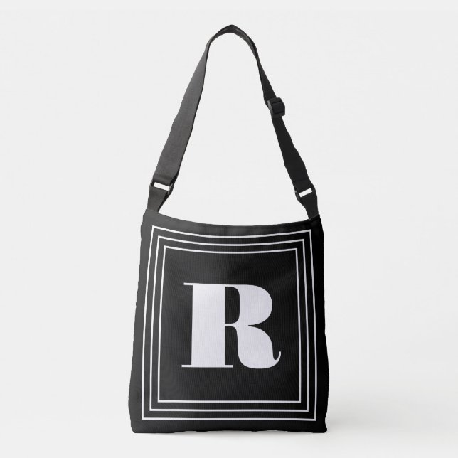 3 Frame Monogram | Black & White Crossbody Bag (Front)