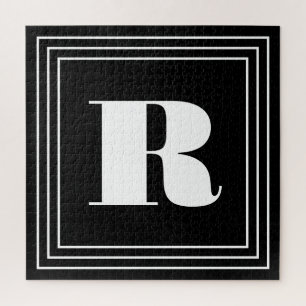 3 Frame Monogram Black & White Jigsaw Puzzle