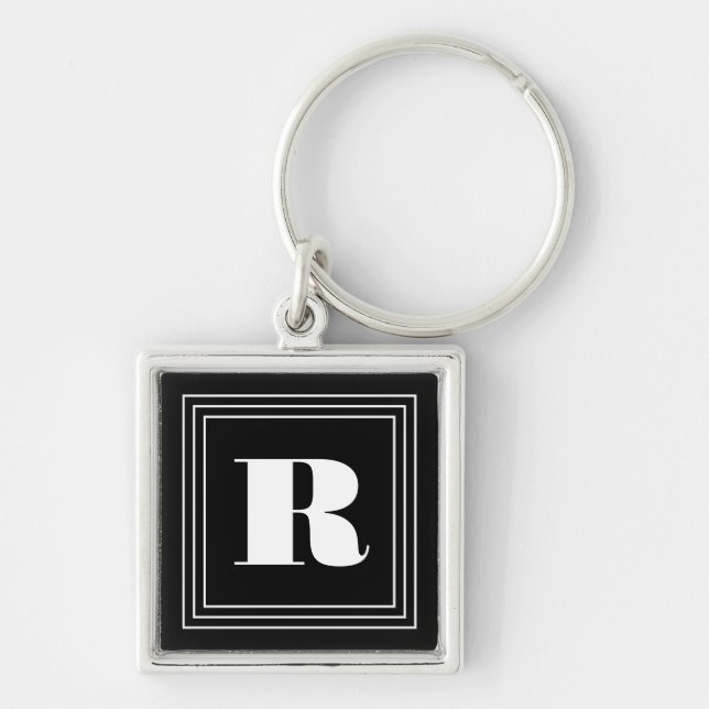 3 Frame Monogram | Black & White Key Ring (Front)