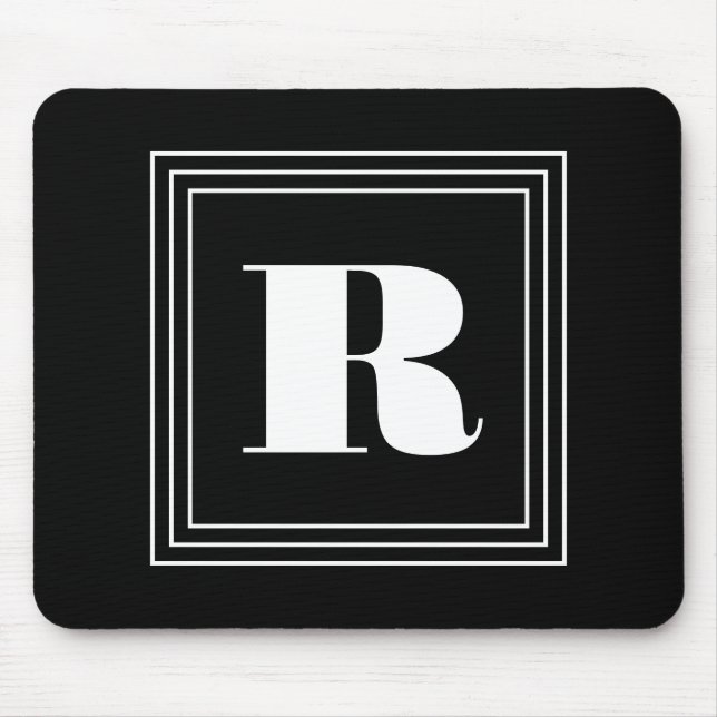 3 Frame Monogram | Black & White Mouse Pad (Front)
