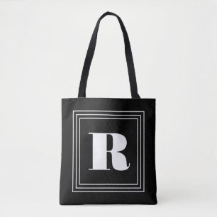 3 Frame Monogram Black & White Tote Bag