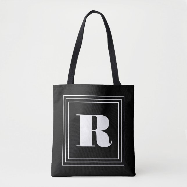 3 Frame Monogram | Black & White Tote Bag (Front)