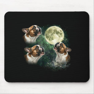 3 french bulldog howling to the moon vintage angle mouse pad