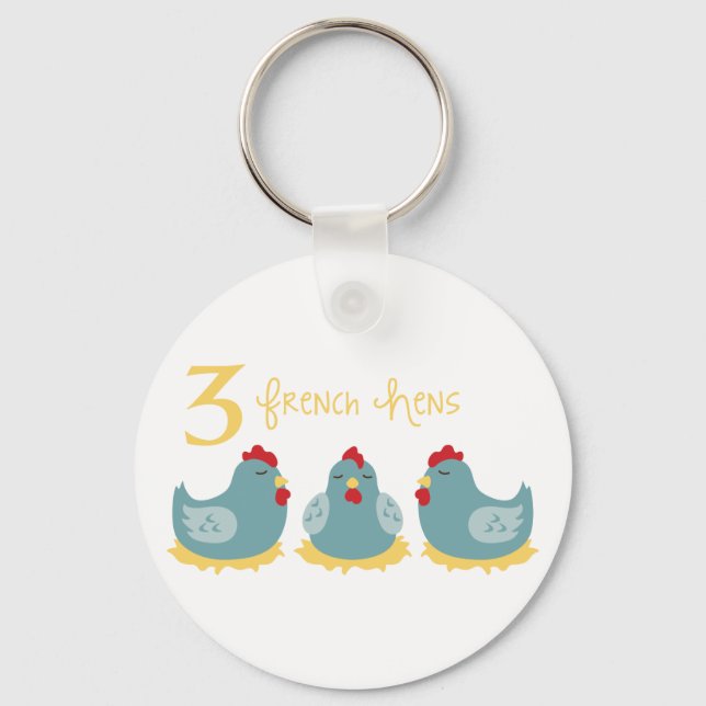 3 French Hens Key Ring (Front)