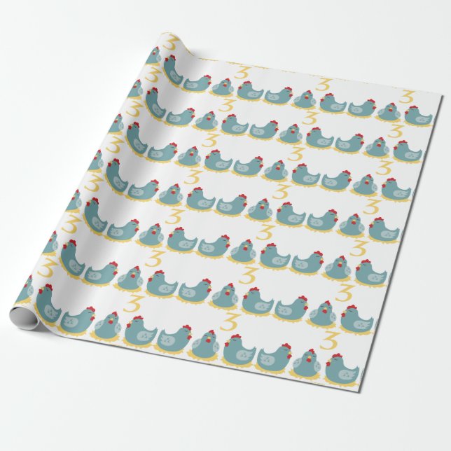 3 French Hens Wrapping Paper (Unrolled)